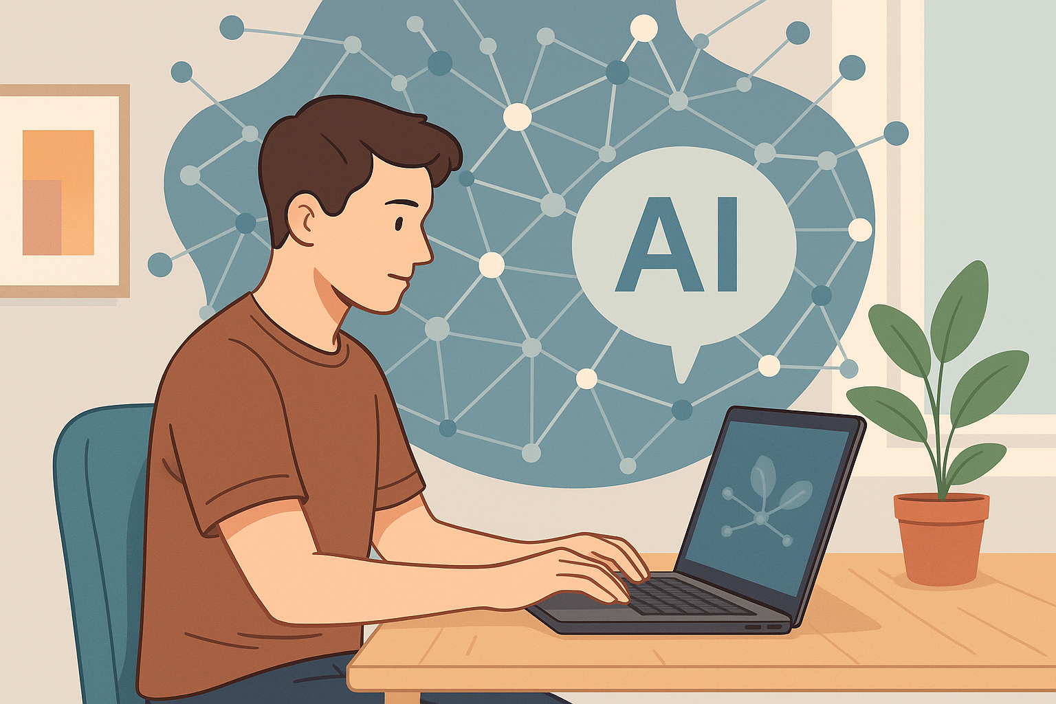 Person learning AI at home